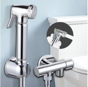 シャワーヘッド付きソリッドブラスハンドヘルドビデスプレー - 高圧バスルームクリーニングウォーターガン