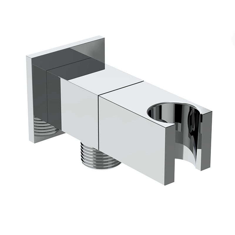 シャワーホルダー付き厚みのある真鍮製角形バルブ、ビデスプレーおよびハンドヘルドシャワー用の1/2インチストレートストップバルブ、バスルーム配管継手